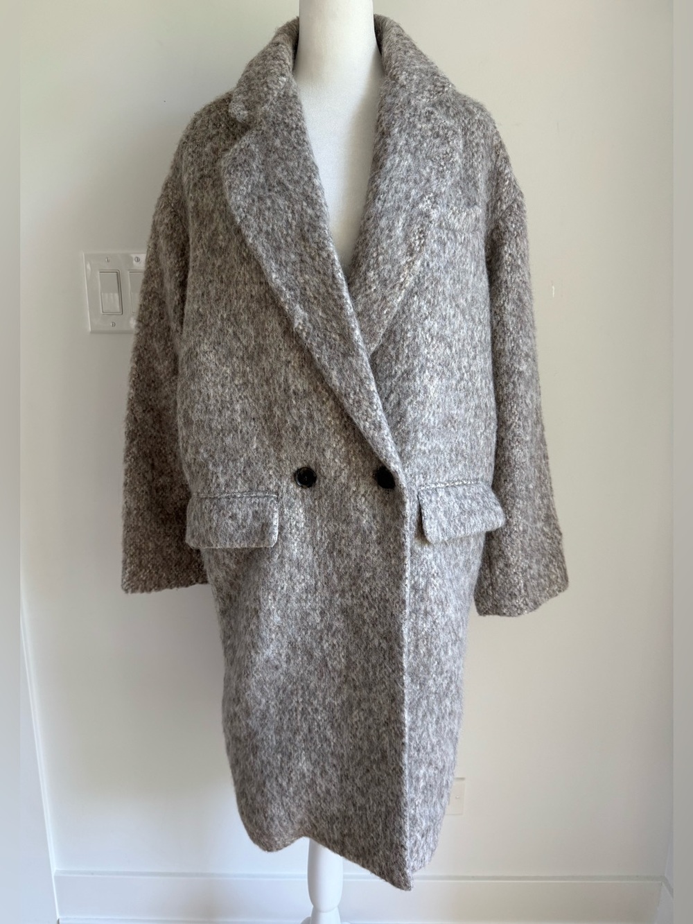 J CREW Italian Wool Blend Coat Mushroom Brown and Tan women’s S Oversized